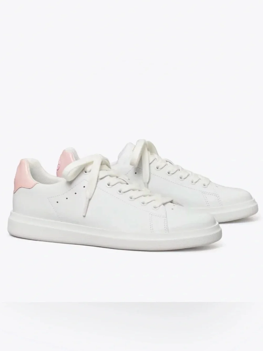 Tory Burch Howell Court sneakers in the titanium white and petunia pink SZ 9